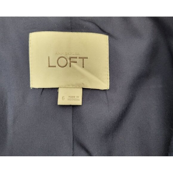 Loft Women's Navy 53% Wool Blend Elbow Patches Academia Style Blazer Size 6 - Picture 10 of 13